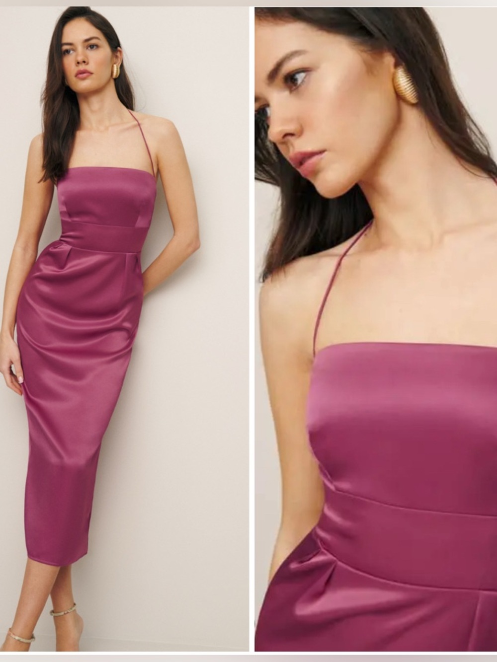 Reformation Lai Satin midi dress Strawberry wine NWT